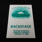 Grateful Dead Backstage Pass Kansas City Missouri Kc Mo 8 17 80 8 17 1980 Mouse
