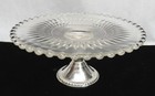Vintage Sterling Silver   Crystal Sall Size 7  Pedestal Cake Dish Stand