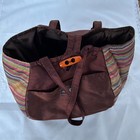 Della Q Brown Striped Knitting Project Tote Bag Style 220-1 Toggle Closure