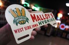 Rare 1950 s Malloy s Iowa Hybrid Seed Corn Plate Topper Painted Metal Sign Farm