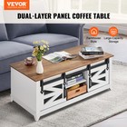 48  Farmhouse Coffee Table 2-tier Rectangle Table With Sliding Barn Doors