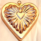 Embossed Copper Heart Shaped Jello Bakers Mold 6    Clean 2    Hi Sided