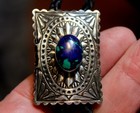 Stunning Old Navajo Handmade Sterling Silver   Azurite Stone Bolo Tie Signed