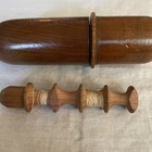 Antique Rosewood Travel Sewing Kit Etui Spool Holder