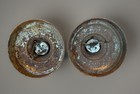 Antique Pair 1920s Art Deco Flush Mount Ceiling Light Fixtures Flame Collar