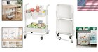 Compact Foldable Rolling Cart With 2 Shelves And Lockable Wheels - Easy Storage