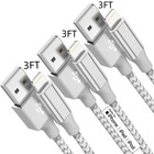 3 Pack 3 Ft Fast Charger Mfi Certified Usb-a Cable For Iphone Ipad Charging Cord