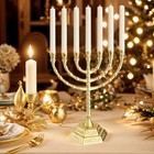 Large Menorah 7 Branch Hanukkah Menorah Candle Holder - Gold Plated Jewish Me   