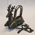 Brass Made Vintage Padlock Deer Lock With Working Key Rare Old Style