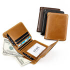 Real Leather Slim Wallets For Men Trifold Mens Wallet W  Id Window Rfid Blocking