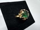 Read   Vintage 10k Gold Paste Flower Esemco Cocktail Ring Size 5 75  Leaf  7 2g