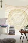 White   Gold Mandala Tapestry Wall Hanging Boho Hippie Bedspread Queen Tapestry