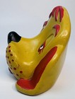 Ceramic Dog Head Eye Glasses Holder Mustard Yellow And Red 1970s Vintage Style