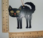 Halloween Black Cat Ornament Wall Hanging Folk Art Vintage Style
