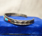 Navajo Cuff Bracelet Sterling Silver Natural Red Coral Turquoise Signed Mp