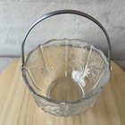 Vintage Fostoria Chintz Baroque Etched Glass Ice Bucket W chrome Handle
