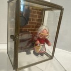 Vtg Brass Glass Diorama Display Case Grandma Old Time Kitchen Scene Christmas 4 