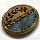 Medium 19th Century 2 Piece Black   Camphor Glass In Metal Button
