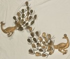 Mcm Vintage Peacocks Wall Art Hangers Metal Pair Mid Century Modern