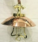 Nautical Vintage Style Hanging Bulkhead Brass   Copper Shade New Light 2 Pcs
