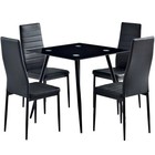 4 Pcs Upholstered High Back Dining Chair Kitchen Chair Waterproof Cushioned Seat