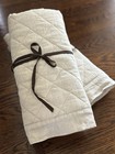Pottery Barn Belgian Linen Flax Diamond Quilted Euro Shams  pair 