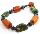 Antique Tibetan Amber Turquoise Bead Bracelet Vintage Himalayan Nugget Talisman