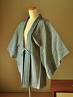 Vintage Japanese Kimono Haori Jacket Polyester fog Blue-gray sand Pattern