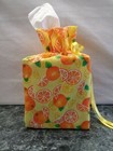 Oranges   Lemons On Yellow Cotton Fabric Handmade Square Tissue Box Cover