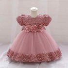 Bow Baby Girl Dresse Infant Sequin Birthday Party Dress Girl Lace Princess Gown