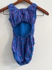 Gymnastics Practice Leotard Foxy Open Back Blue   Pink Hearts Size 10