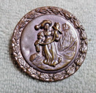Large Vintage Antique Metal Picture Button Lady   Falcon Bird