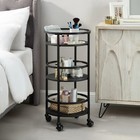 Mainstays 32  3-tier Rolling Round Kitchen Storage Bar Cart  Black