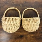 2 Basket Straw Wicker Woven With Handle Wall Mounted Hanging Basket Crafts Decor