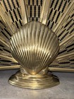 Vtg Cameo Pierced Brass Fireplace Screen Peacock Fan Seashell Art Deco Lg 37x25