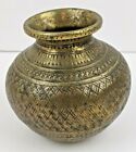 Genuine Antique Indian Brass Lota Ritual Water Pot Intricate Hand Engraved