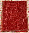 Red Jaal Velvet Shaneel Bridal India Dupatta Wrap Scarf Stole Chunri Shawl Hijab