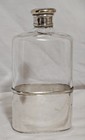Antique Silver   Crystal Flask With Built In Cup