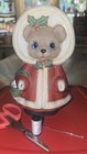 Vintage Christmas Bear Sewing Caddy Pincushion Scissors Thread Holder