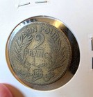 1926 Tunisia 2 Francs Coin  French Protectorate Era