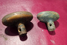 2 Oval Antique Victorian Door Knob Eastlake Aesthetic Hardware Bronze Brass