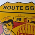 Vintage Shell Gas Sign - Gasoline Attendant Route 66 Pump Porcelain Sign