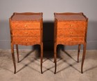 29  Tall Pair Of Vintage French Louis Xv Nightstands With Book Match Veneer