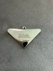Prada Milano Triangle Logo Metal Charm tag With Loop  Silver   Black