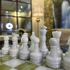 Marble Chess Set 12 Inches Gift Ready Blue Velvet Box-white Green