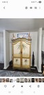Palm Tree Pattern Wood Freestanding Wardrobe Armoire With Hinged Doors   Shelves