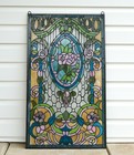 20 5  X 34 75  Large Handcrafted Stained Glass Window Panel Flowers Wl2022321