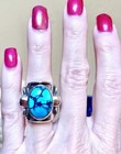 Wonderful Antique vintage Large Sterling Silver Turquoise Elephant Design Ring