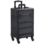 Professional Aluminum Rolling Makeup Train Case Cosmetic Case With Drawers  Used