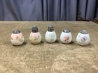 5 Different Mt Washington Art Glass Salt Cellar W  Hand Painted Flowers C1890
